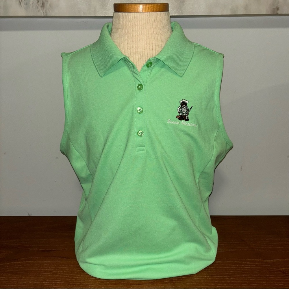Greg Norman Beaver Meadows Golf Club Women’s Light Green Sleeveless Golf Shirt - Picture 1 of 5